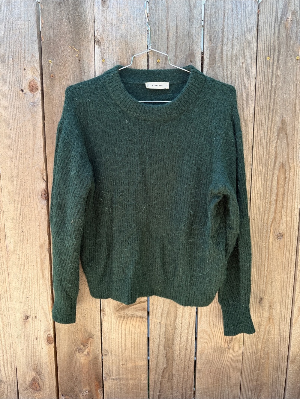 Everlane Dark Green Mohair Crewneck Sweater